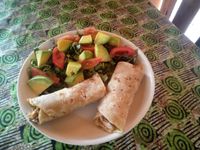 Homemade chapati and salad with honey dressing