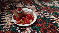 Lemon Cake with fresh strawberrie and cream